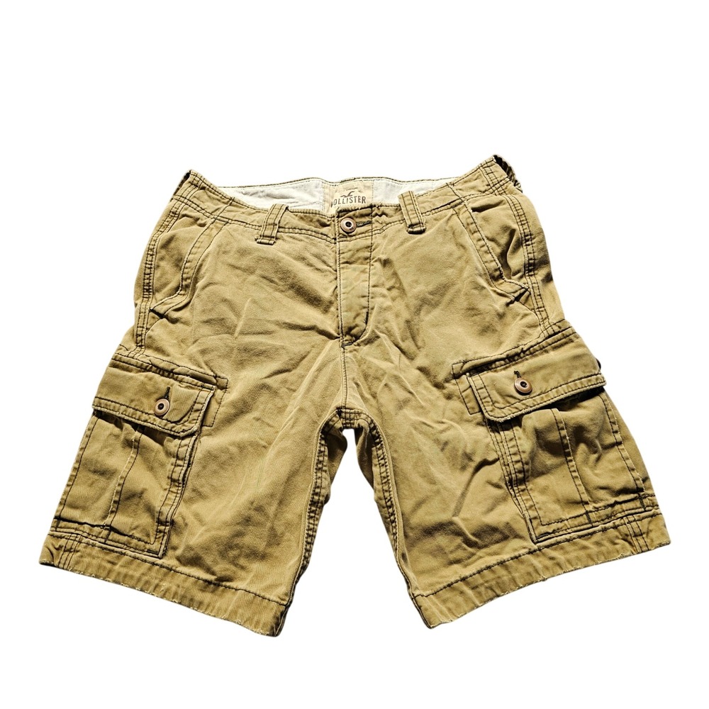 Hollister Cargo Shorts Mens 31 Khaki Tan Cotton Multi Pocket Utility Casual 5263